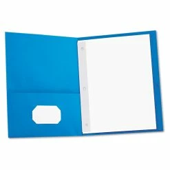 Universal Two-Pocket Portfolios With Tang Fasteners, 0.5" Capacity, 11 X 8.5, Light Blue, 25/Box