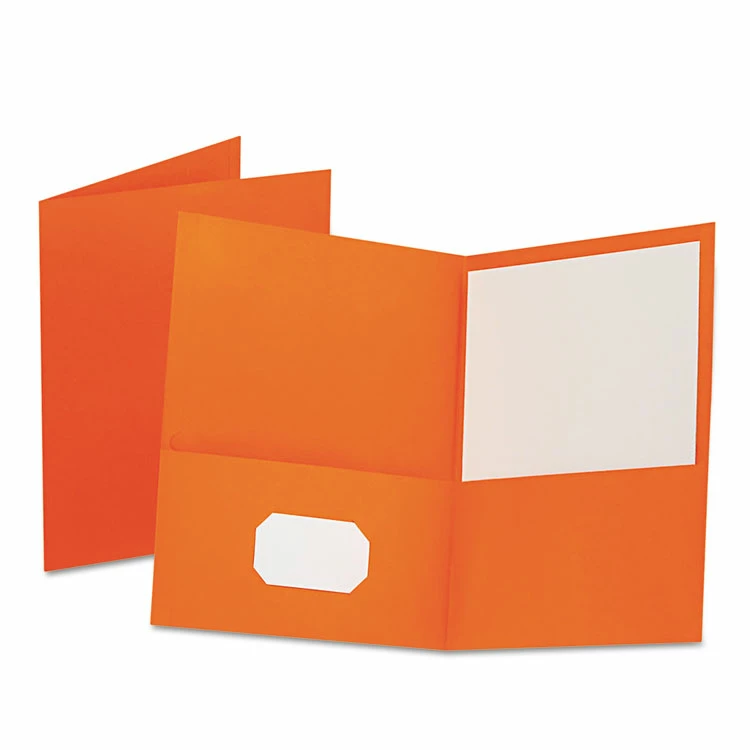 Oxford Twin-Pocket Folder, Embossed Leather Grain Paper, 0.5" Capacity, 11 X 8.5, Orange, 25/Box 3 Oxford Twin-Pocket Folder, Embossed Leather Grain Paper, 0.5" Capacity, 11 X 8.5, Orange, 25/Box
