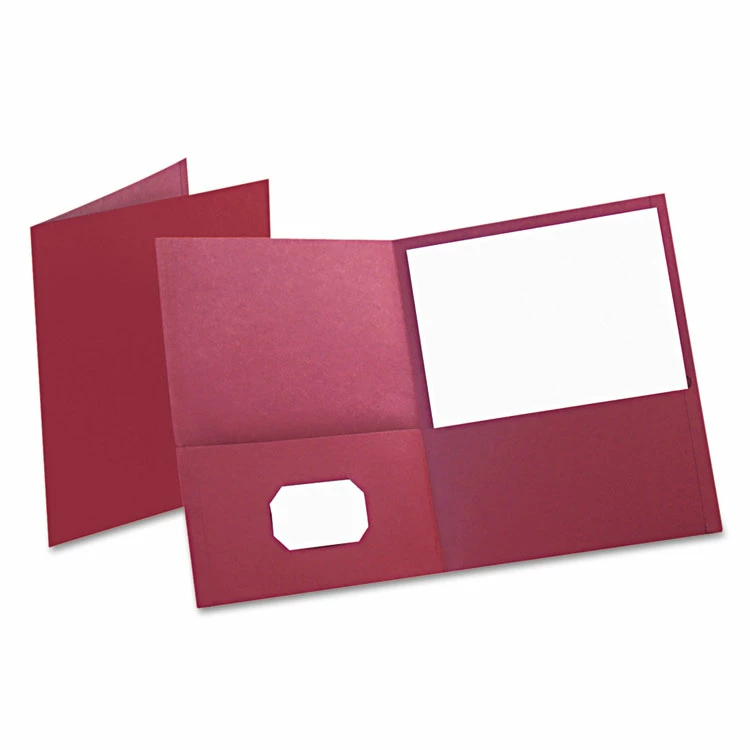 Oxford Twin-Pocket Folder, Embossed Leather Grain Paper, 0.5" Capacity, 11 X 8.5, Burgundy, 25/Box 3 Oxford Twin-Pocket Folder, Embossed Leather Grain Paper, 0.5" Capacity, 11 X 8.5, Burgundy, 25/Box