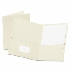 Oxford Twin-Pocket Folder, Embossed Leather Grain Paper, 0.5" Capacity, 11 X 8.5, White, 25/Box