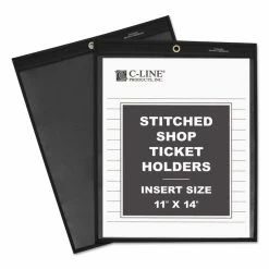 C-Line Shop Ticket Holders, Stitched, One Side Clear, 75 Sheets, 11 X 14, 25/BX