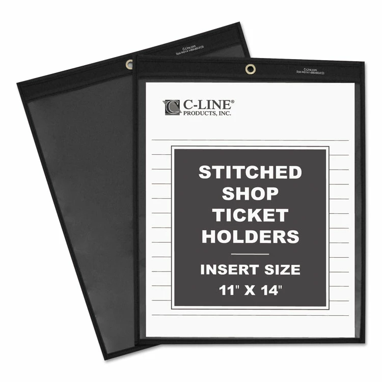 C-Line Shop Ticket Holders, Stitched, One Side Clear, 75 Sheets, 11 X 14, 25/BX 3 C-Line Shop Ticket Holders, Stitched, One Side Clear, 75 Sheets, 11 X 14, 25/BX