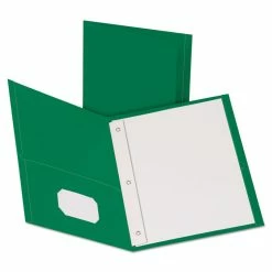 Oxford Twin-Pocket Folders With 3 Fasteners, 0.5" Capacity, 11 X 8.5, Green, 25/Box
