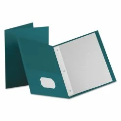 Oxford Twin-Pocket Folders With 3 Fasteners, 0.5" Capacity, 11 X 8.5, Teal, 25/Box