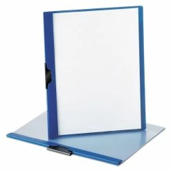 Oxford Ready Clip No-Punch Report Cover, Clip Fastener, 8.5 X 11, Clear/Dark Blue