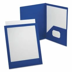 Oxford ViewFolio Polypropylene Portfolio, 100-Sheet Capacity, 11 X 8.5, Clear/Blue