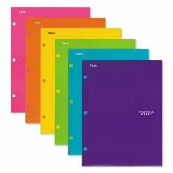 Five Star® Four-Pocket Portfolio, 11 X 8.5, Assorted Colors, Trend Design, 6/Pack