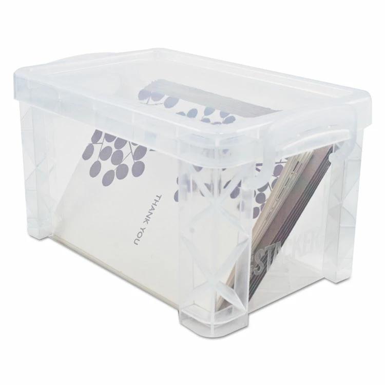 Advantus Super Stacker Storage Boxes, Holds 400 3 X 5 Cards, 6.25 X 3.88 X 3.5, Plastic, Clear 4 Advantus Super Stacker Storage Boxes, Holds 400 3 X 5 Cards, 6.25 X 3.88 X 3.5, Plastic, Clear - Image 2