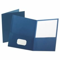 Oxford Leatherette Two Pocket Portfolio, 8.5 X 11, Blue/Blue, 10/Pack