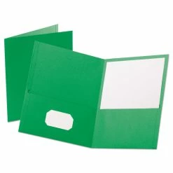 Oxford Leatherette Two Pocket Portfolio, 8.5 X 11, Green/Green, 10/Pack