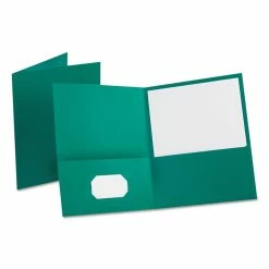 Oxford Leatherette Two Pocket Portfolio, 8.5 X 11, Teal/Teal, 10/Pack
