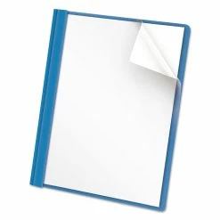 Universal Clear Front Report Cover, Prong Fastener, 0.5" Capacity, 8.5 X 11, Clear/Light Blue, 25/Box