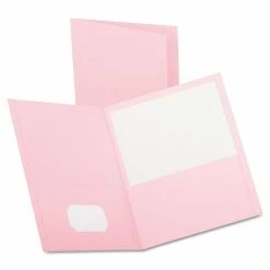 Oxford Twin-Pocket Folder, Embossed Leather Grain Paper, 0.5" Capacity, 11 X 8.5, Pink, 25/Box