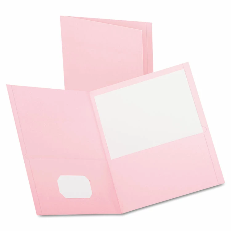 Oxford Twin-Pocket Folder, Embossed Leather Grain Paper, 0.5" Capacity, 11 X 8.5, Pink, 25/Box 3 Oxford Twin-Pocket Folder, Embossed Leather Grain Paper, 0.5" Capacity, 11 X 8.5, Pink, 25/Box