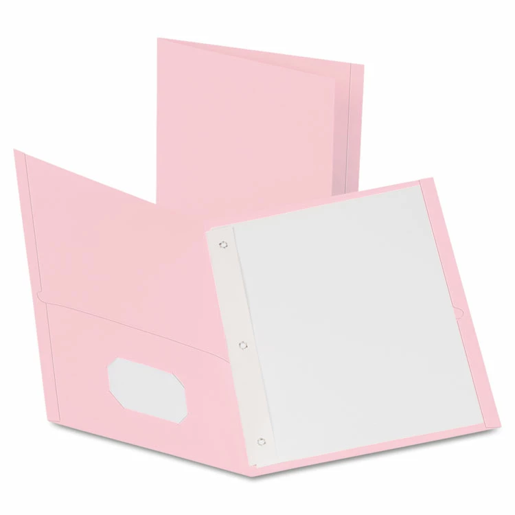 Oxford Twin-Pocket Folders With 3 Fasteners, 0.5" Capacity, 11 X 8.5, Pink,25/Box 3 Oxford Twin-Pocket Folders With 3 Fasteners, 0.5" Capacity, 11 X 8.5, Pink,25/Box