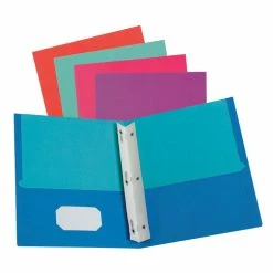 Oxford Twisted Twin Smooth Pocket Folder W/Fasteners, 100-Sheet Capacity, 11 X 8.5, Assorted Solid Colors, 10/Pack
