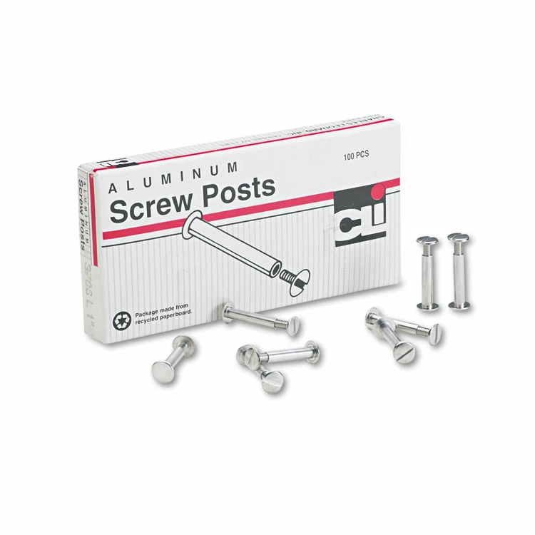 Charles Leonard® Post Binder Aluminum Screw Posts, 0.19" Diameter, 1" Long, 100/Box 3 Charles Leonard® Post Binder Aluminum Screw Posts, 0.19" Diameter, 1" Long, 100/Box