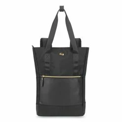 Solo Parker Hybrid Tote/Backpack, Fits Devices Up To 15.6", Polyester, 3.75 X 16.5 X 16.5, Black/Gold