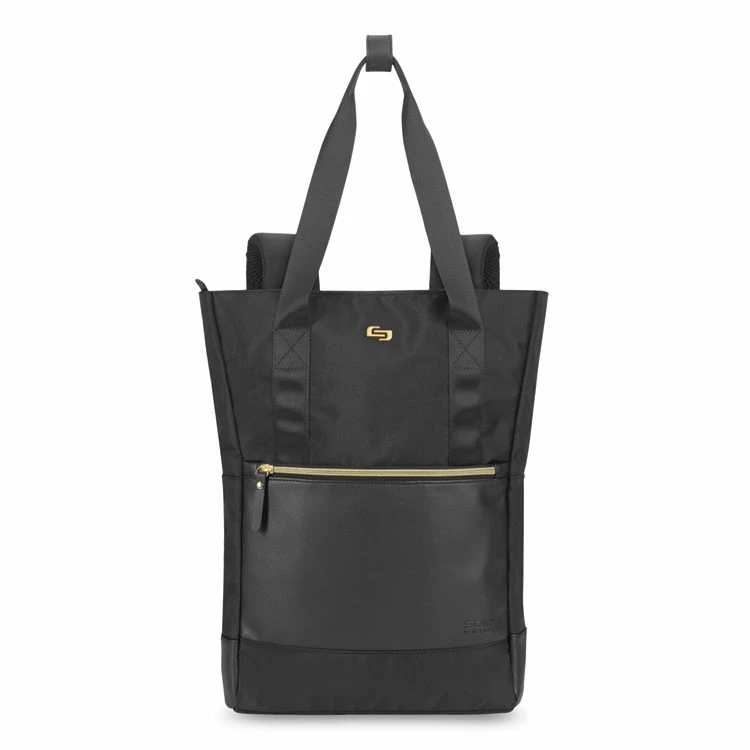 Solo Parker Hybrid Tote/Backpack, Fits Devices Up To 15.6", Polyester, 3.75 X 16.5 X 16.5, Black/Gold 3 Solo Parker Hybrid Tote/Backpack, Fits Devices Up To 15.6", Polyester, 3.75 X 16.5 X 16.5, Black/Gold