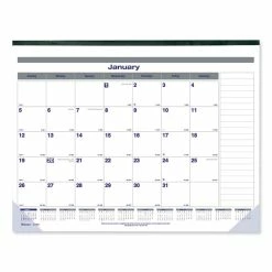 Blueline Net Zero Carbon Monthly Desk Pad Calendar, 22 X 17, White/Gray/Blue Sheets, Black Binding, 12-Month (Jan To Dec): 2023