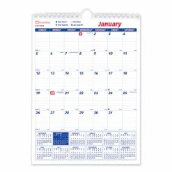 Brownline® Twin-Wirebound Wall Calendar, One Month Per Page, 8 X 11, White Sheets, 12-Month (Jan To Dec): 2023