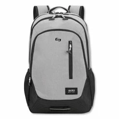 Solo Region Backpack, Fits Devices Up To 15.6", Nylon/Polyester, 13 X 5 X 19, Light Gray