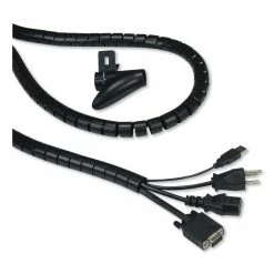 Innovera® Cable Management Coiled Tube, 0.75" Dia X 77.5" Long, Black