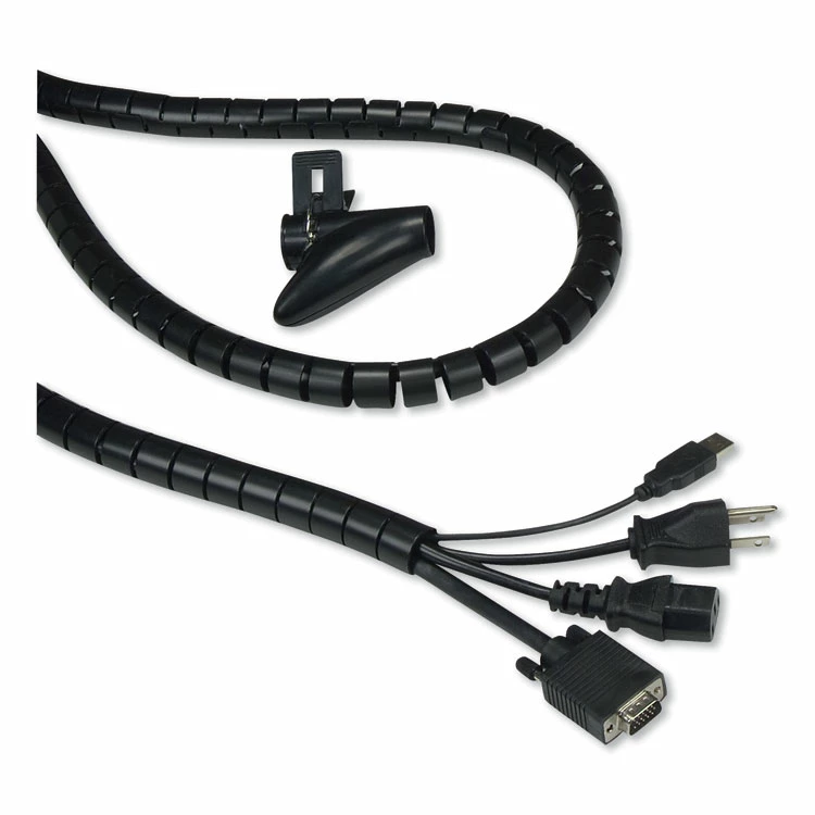 Innovera® Cable Management Coiled Tube, 0.75" Dia X 77.5" Long, Black 3 Innovera® Cable Management Coiled Tube, 0.75" Dia X 77.5" Long, Black