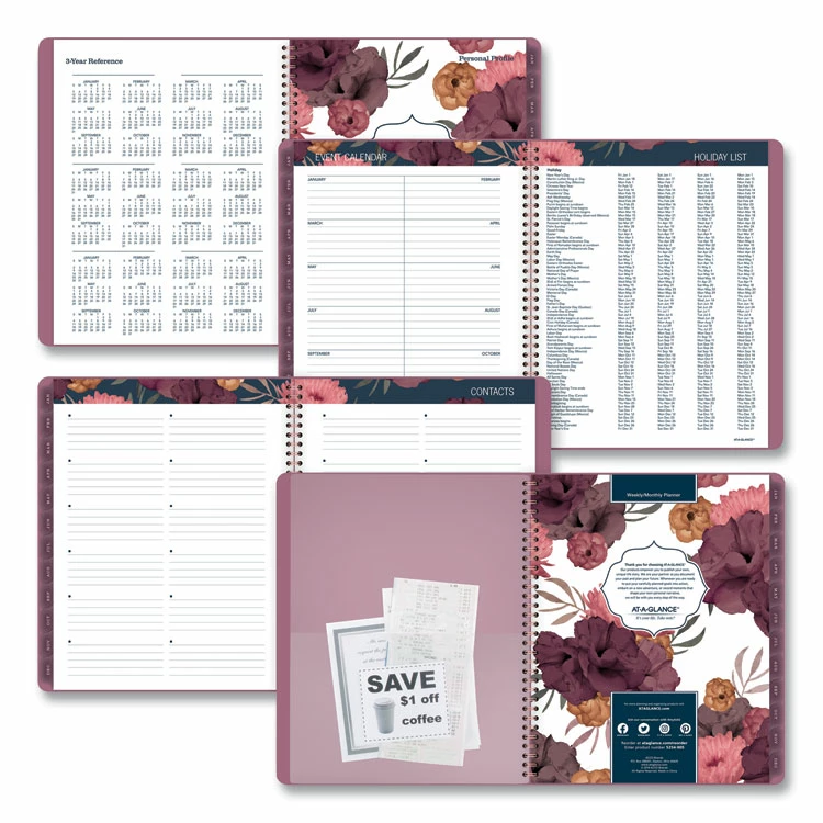 AT-A-GLANCE® Dark Romance Weekly/Monthly Planner, Dark Romance Floral Artwork, 11 X 8.5, Multicolor Cover, 13-Month (Jan-Jan): 2023-2024 7 AT-A-GLANCE® Dark Romance Weekly/Monthly Planner, Dark Romance Floral Artwork, 11 X 8.5, Multicolor Cover, 13-Month (Jan-Jan): 2023-2024 - Image 5