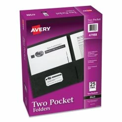 Avery Two-Pocket Folder, 40-Sheet Capacity, 11 X 8.5, Black, 25/Box
