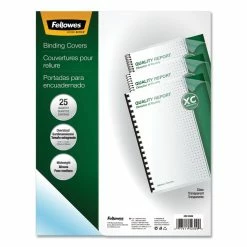 Fellowes Crystals Transparent Presentation Covers For Binding Systems, Clear, With Round Corners, 11.25 X 8.75, Unpunched, 25/Pack