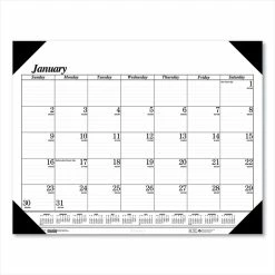 House Of Doolittle™ Recycled One-Color Refillable Monthly Desk Pad Calendar, 22 X 17, White Sheets, Black Binding/Corners,12-Month(Jan-Dec): 2023