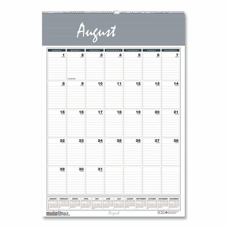 House Of Doolittle™ Bar Harbor Recycled Wirebound Monthly Wall Calendar, 12 X 17, White/Blue/Gray Sheets, 12-Month (Aug-July): 2022-2023 3 House Of Doolittle™ Bar Harbor Recycled Wirebound Monthly Wall Calendar, 12 X 17, White/Blue/Gray Sheets, 12-Month (Aug-July): 2022-2023