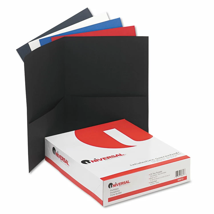Universal Two-Pocket Portfolio, Embossed Leather Grain Paper, 11 X 8.5, Assorted Colors, 25/Box 4 Universal Two-Pocket Portfolio, Embossed Leather Grain Paper, 11 X 8.5, Assorted Colors, 25/Box - Image 2