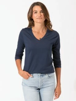 Threads 4 Thought Women's Invincible Long Sleeve V-Neck